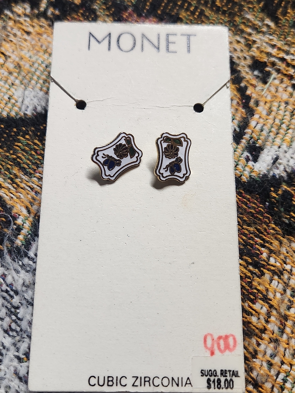 Monet Blue Crystal Faceted Drop Earrings - Picture 4 of 16
